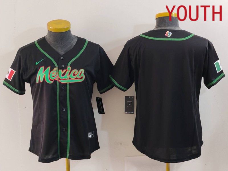 Youth 2024 World Cub Mexico Blank Black Nike MLB Jersey style 3